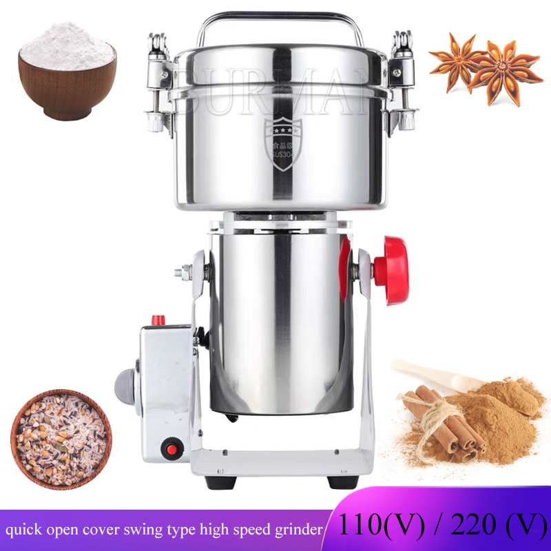Electric Grain Mill 2500W - 電動穀物粉砕機、ステンレス製粉砕機、乾燥穀物、スパイス、シリアル、コーヒー、トウモロコシ用粉末製造機。