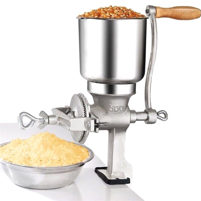 Grain Mill Grinder Hand Crank - 手動式穀物粉砕機。大容量ホッパー付き。安定したテーブルクランプで穀物、スパイス、コーヒー豆、ナッツなどを粉砕。