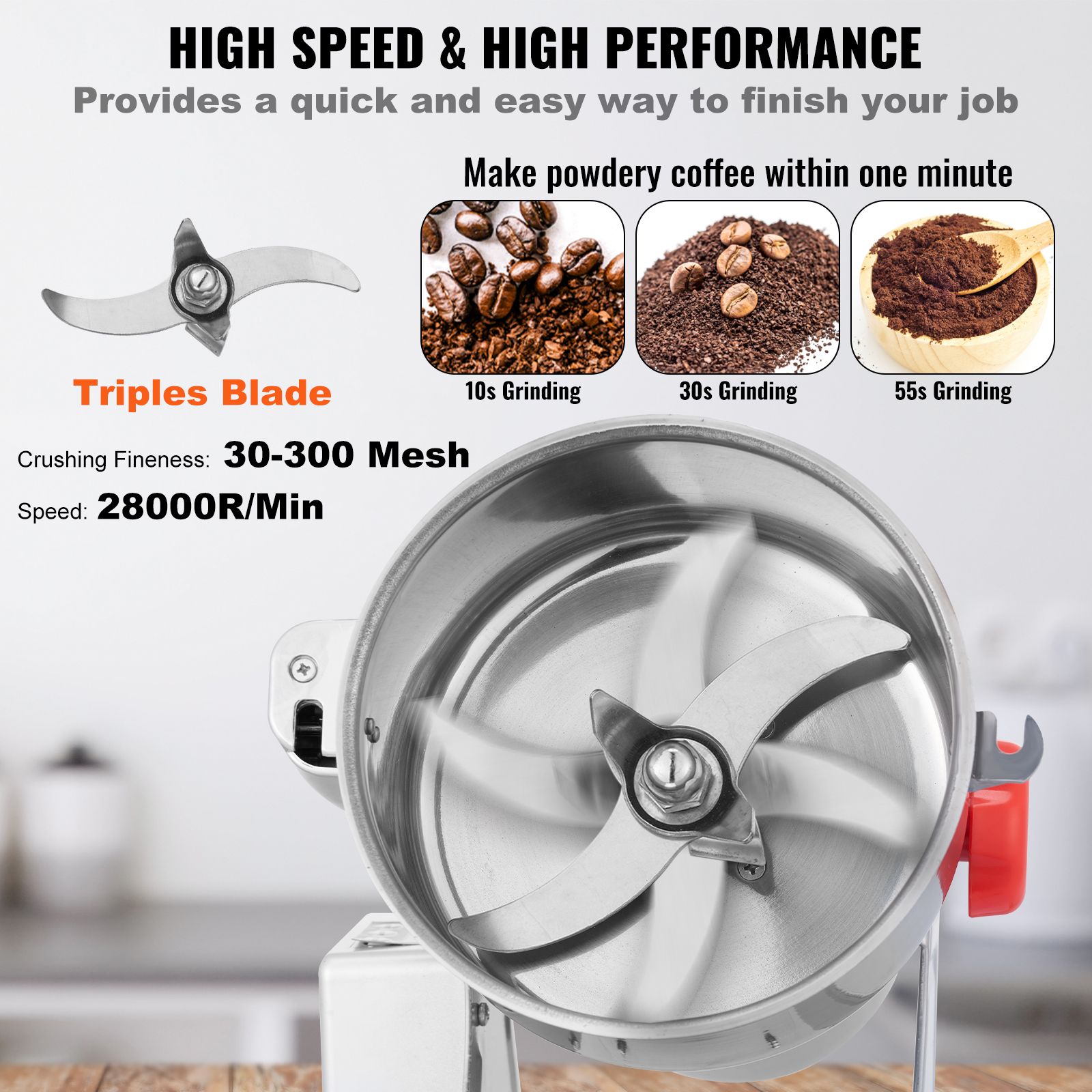 1000g電動穀物粉砕機、高速3000W業務用スパイスグライ - Spice Grinder Machine Commercial 1000G のレビューと価格