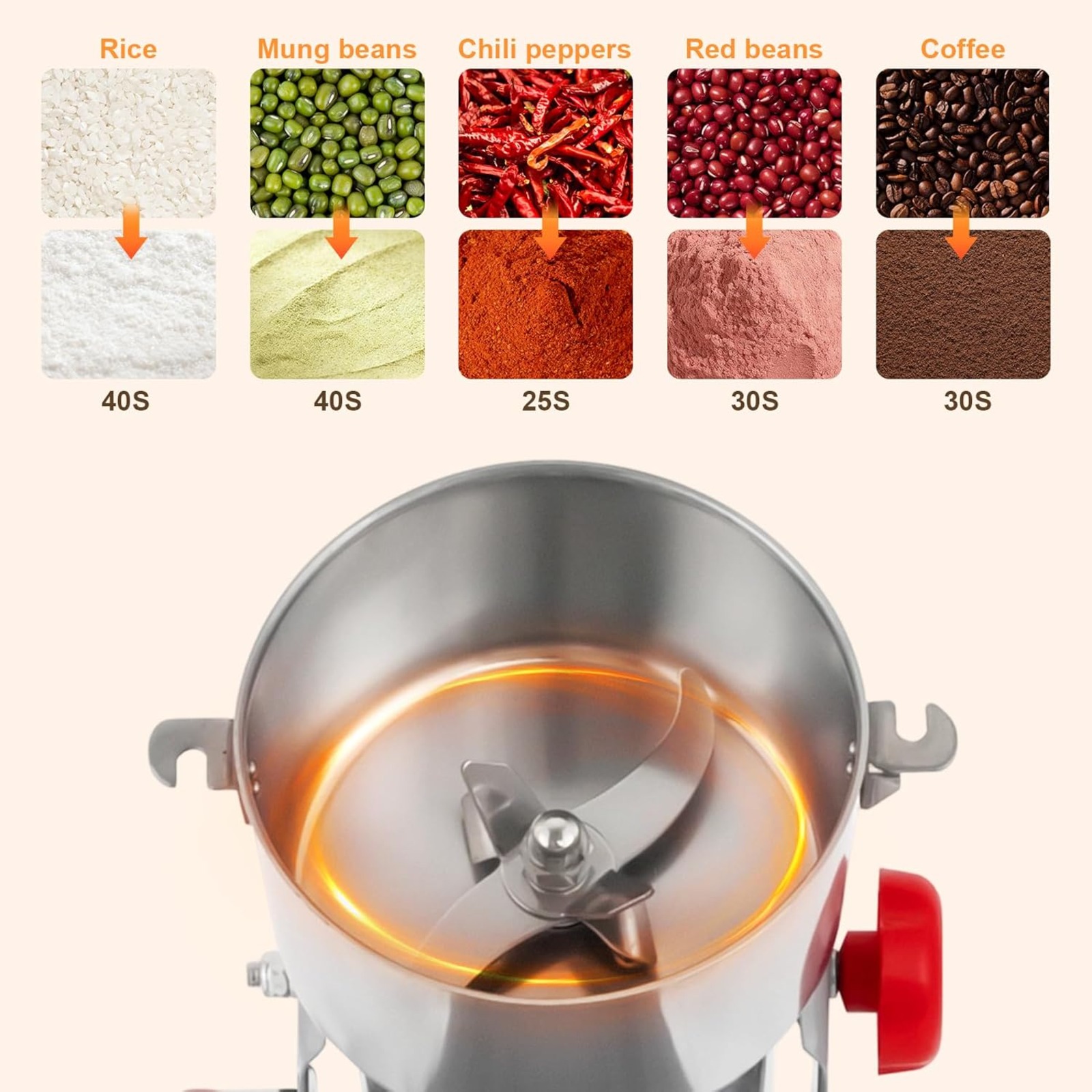 3600W高速業務用電動穀物ミルグラインダー1000g、ステ - Dry Grain Grinder Stainless Steel のレビューと価格
