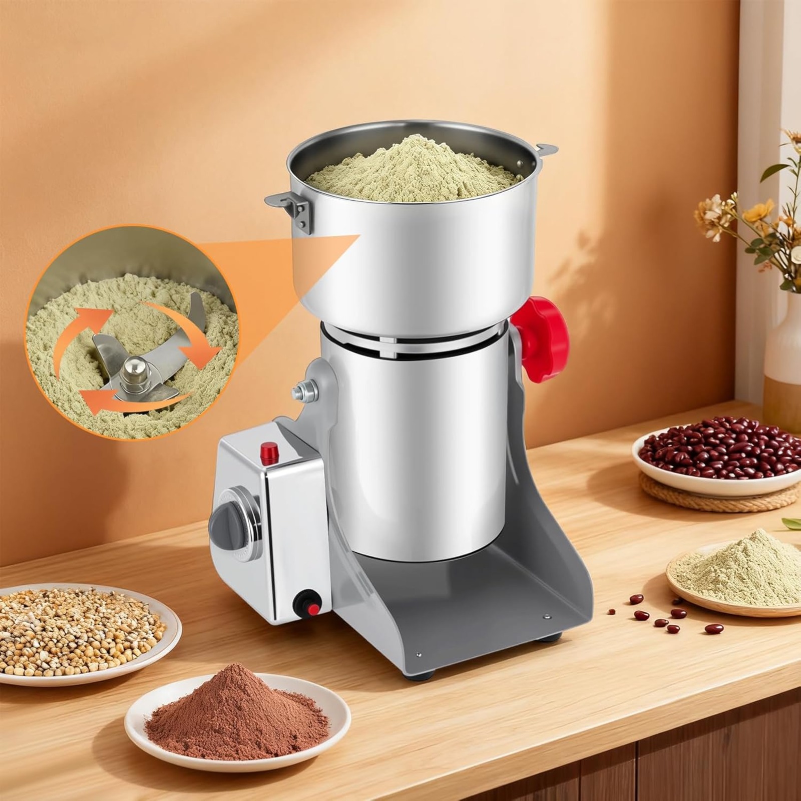 3600W高速業務用電動穀物ミルグラインダー1000g、ステ - Dry Grain Grinder Stainless Steel のレビューと価格