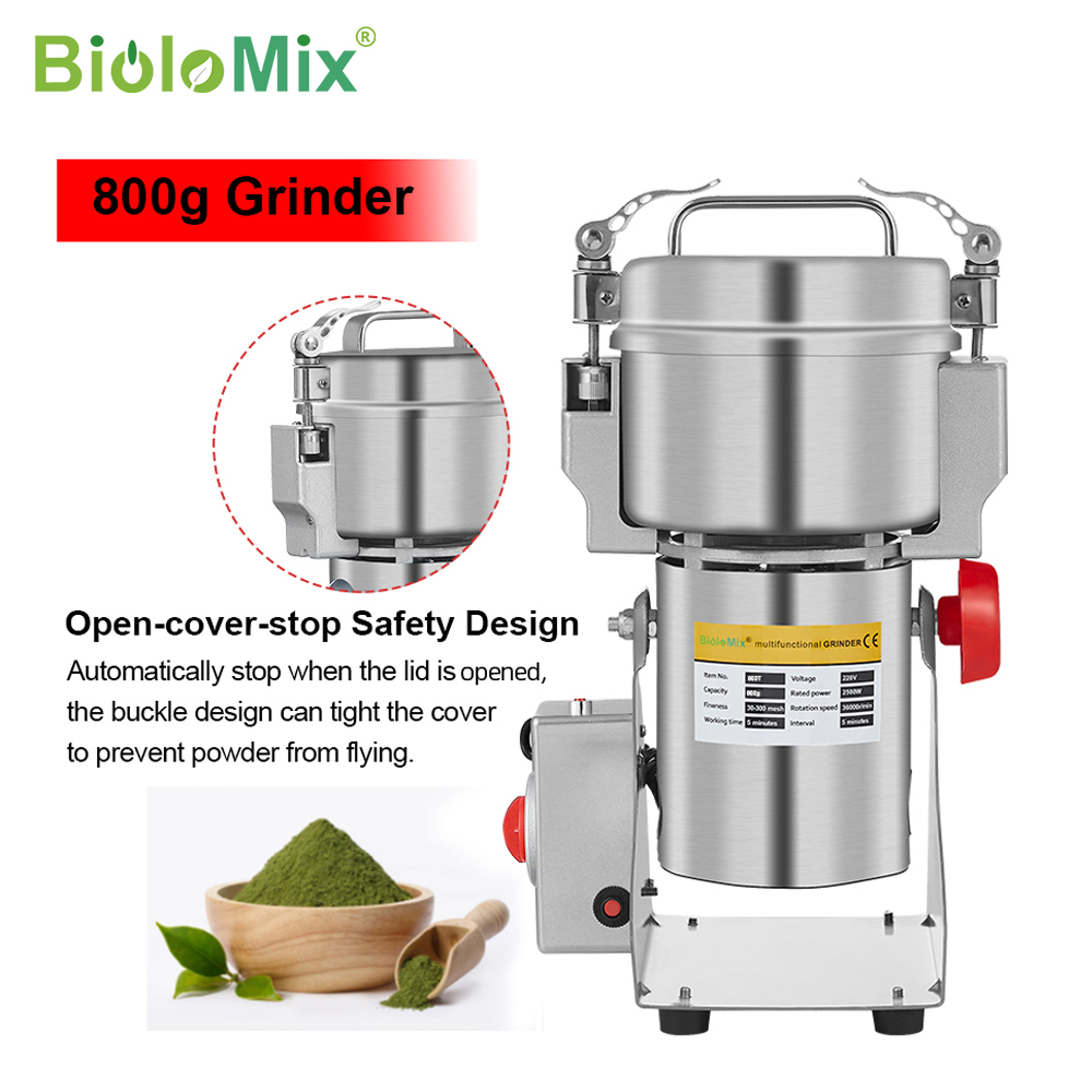 BioloMix ドライフードグラインダーミル 800g 7 - Electric Grain Mill 2500W のレビューと価格