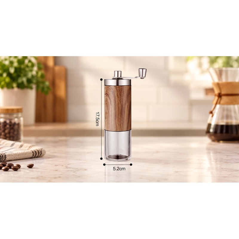 木目調の手動式コーヒーミル。家庭や屋外でのコーヒー抽出に最適 - Grain Mill Grinder Hand Crank のレビューと価格