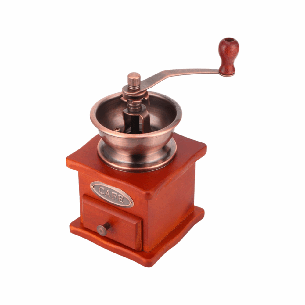 ヴィンテージスタイルの手動式コーヒーミル。引き出し式で、木製 - Grain Mill Grinder Hand Crank のレビューと価格