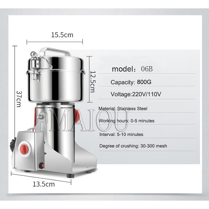 ステンレス製電動穀物粉砕機/スパイスグラインダー - Electric Grain Mill 2500W のレビューと価格